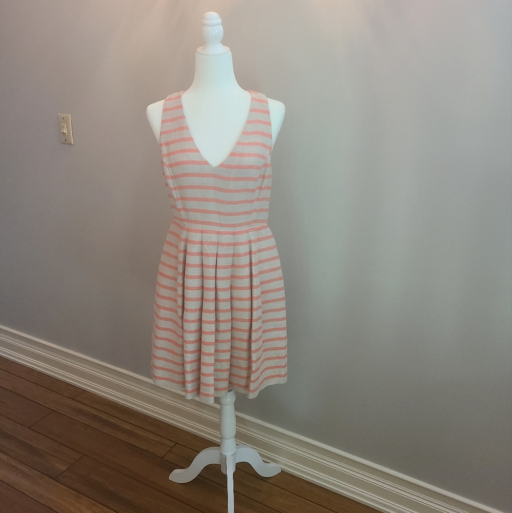 Banana republic linen cotton stripe dress size 8